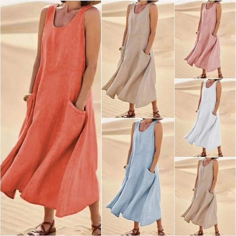 Sleeveless Maxi Dress with Pockets