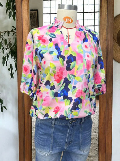 Blusa Floral Rosa