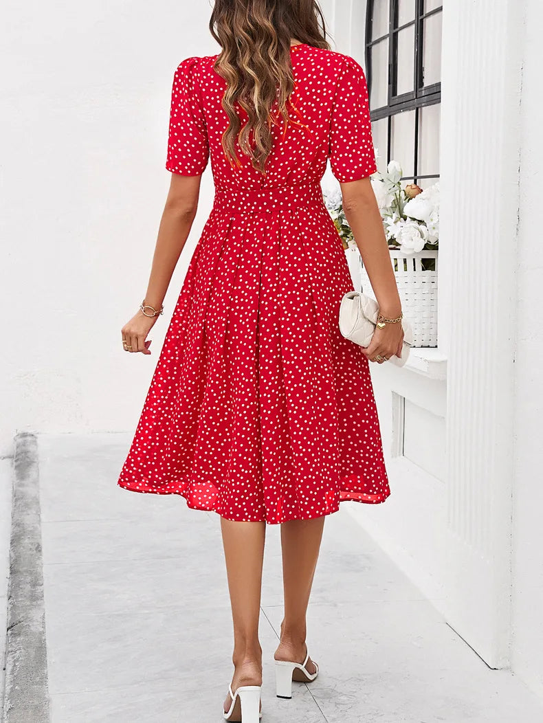 Elegant Lace-Up Office Dress