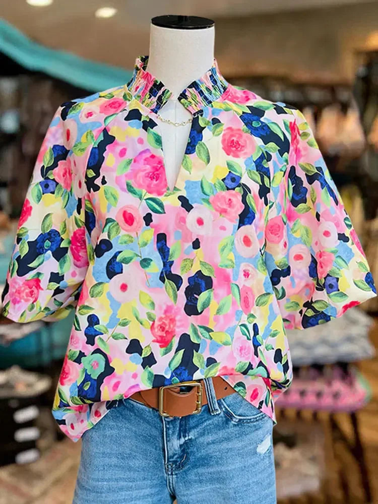 Blusa Floral Rosa